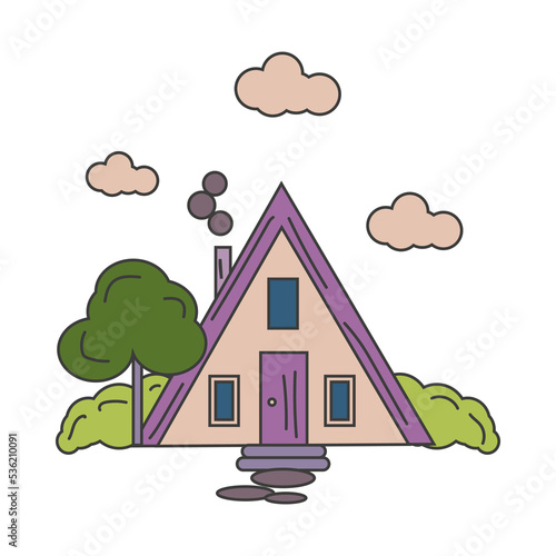 a fairy-tale house in the forest smoke is coming out of the chimney