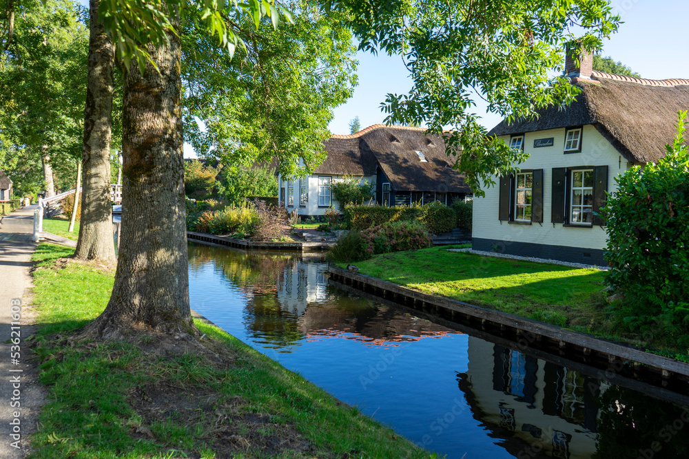 Giethoorn Netherlands Venice of the North old house in the village center along the canals Giethoorn Netherlands Venice of the North old house in the village center along the canals
