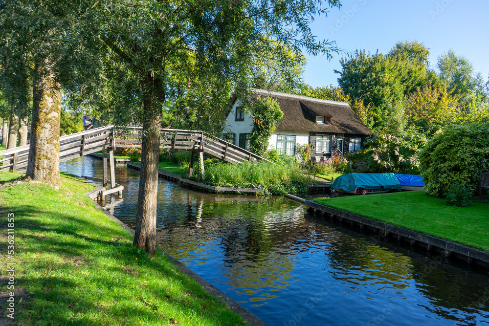 Giethoorn Netherlands Venice of the North old house in the village center along the canals Giethoorn Netherlands Venice of the North old house in the village center along the canals