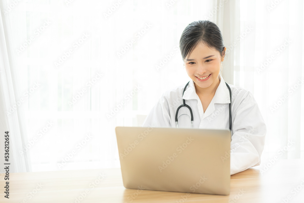 Doctor greeting video call from internet. Doctor in video conferencing with general health practitioner or online personal healthcare for consult. Tele medical, Telehealth, internet technology concept Doctor greeting video call from internet. Doctor in video conferencing with general health practitioner or online personal healthcare for consult. Tele medical, Telehealth, internet technology concept