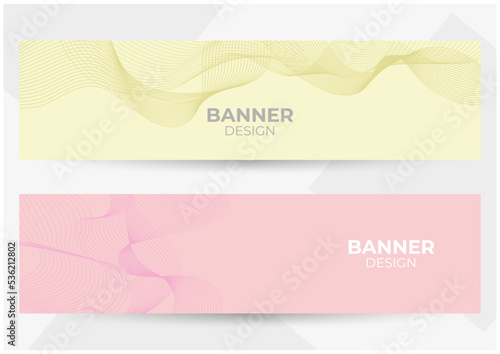 set of banner design with line waves