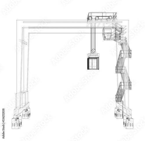 Port cargo crane. Vector
