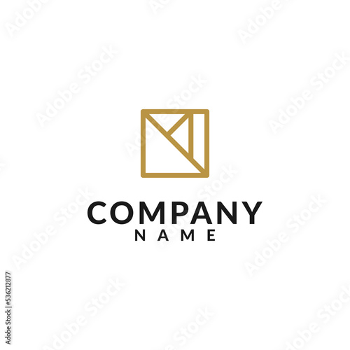 architectural logo design with letter M