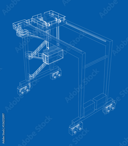 Port cargo crane. Vector