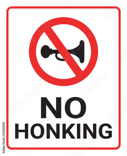 No Honking Sign Vector Illustration