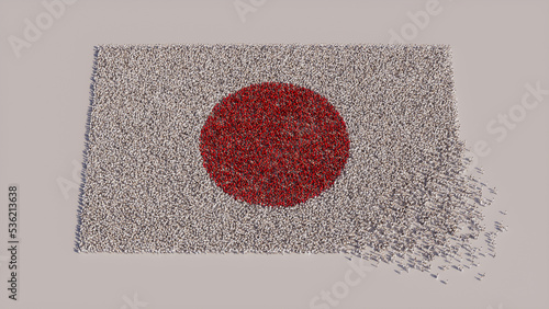 Japanese Flag formed from a Crowd of People. Banner of Japan on White. photo