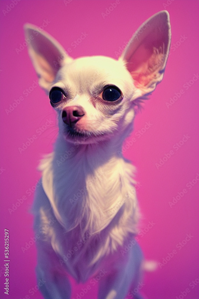 chihuahua puppy on pink background