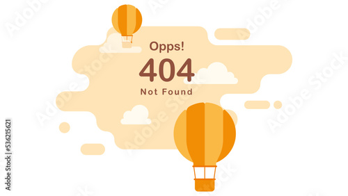 Hot air balloons in the sky. 404 Error Page or File not found concept. Flat design vector illustration