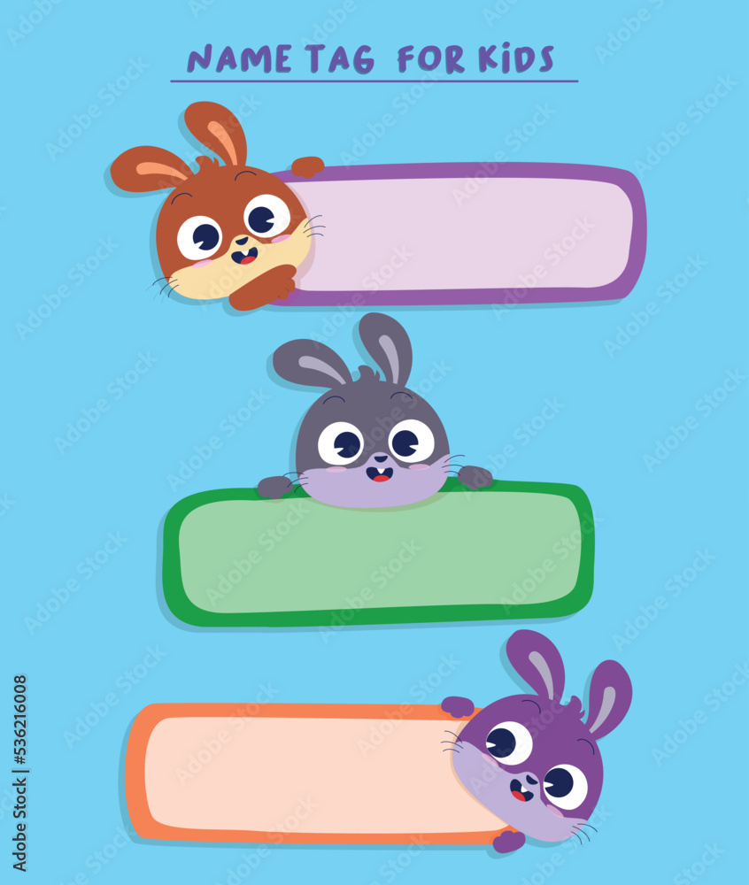 cute rabbit name tag for kids Stock Vector Adobe Stock
