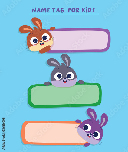 cute rabbit name tag for kids