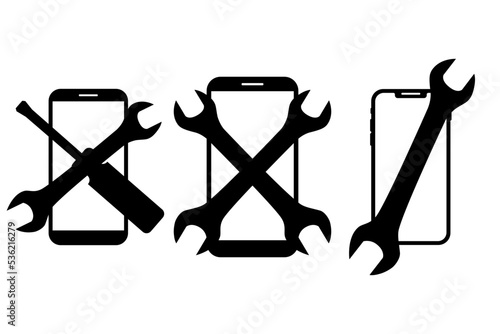 Logo phone repair. Smartphone repair icons