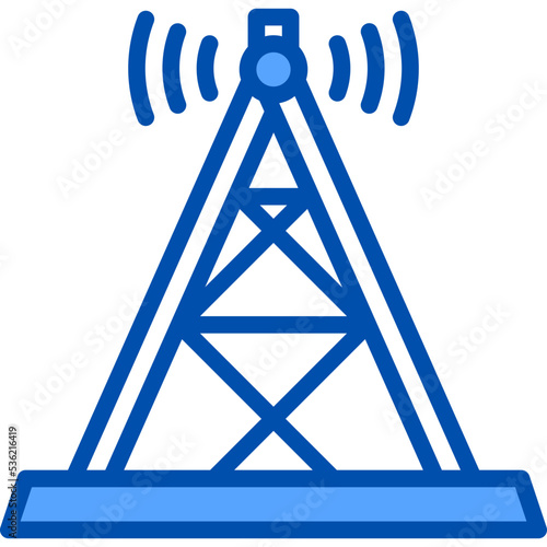 Telecommuication blue line icon photo