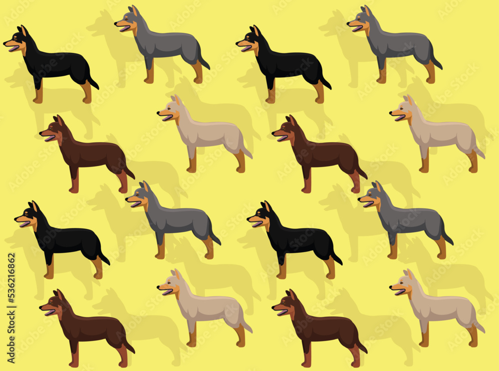 Dog Kelpie Various Coats Cartoon Character Seamless Wallpaper Background