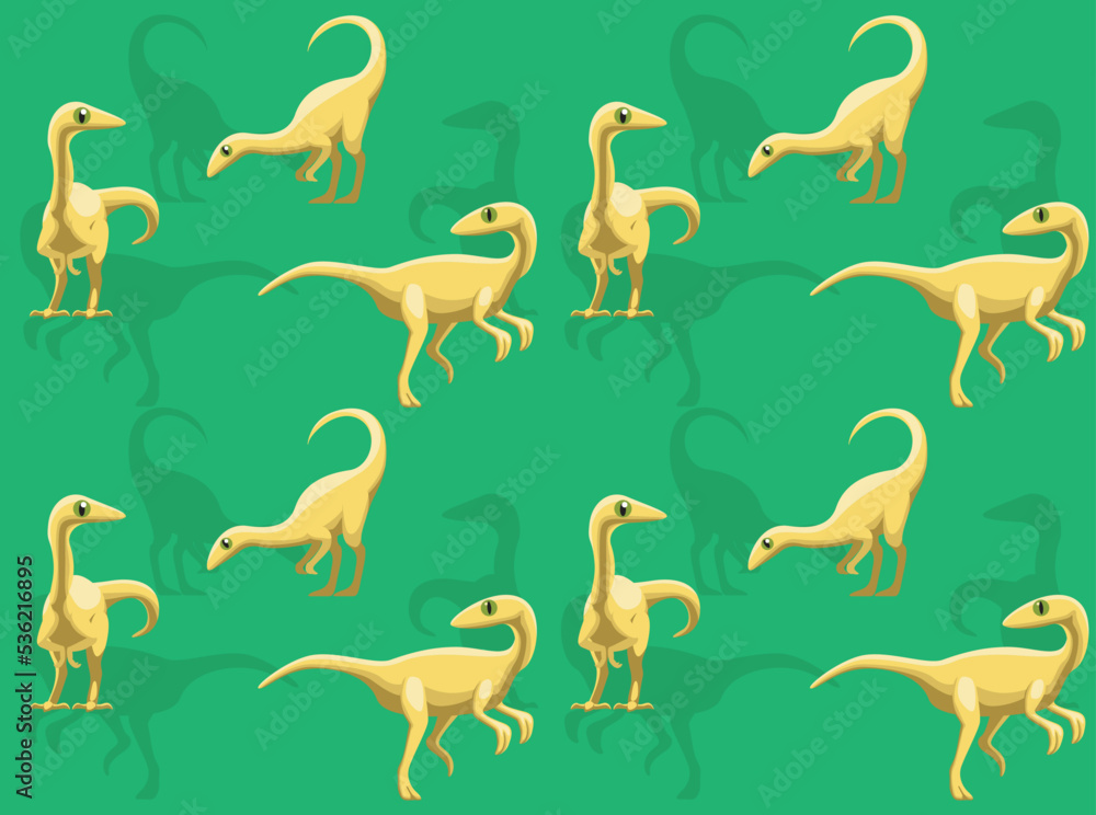 Dinosaur Compsognathus Cartoon Character Seamless Wallpaper Background Dinosaur Compsognathus Cartoon Character Seamless Wallpaper Background