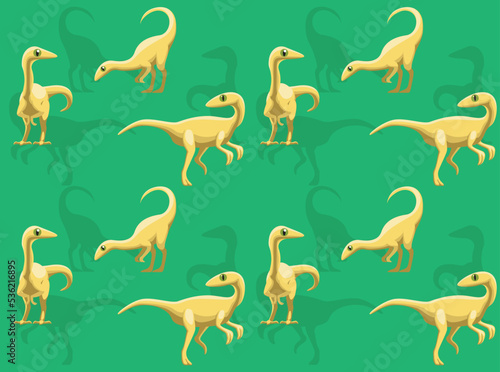 Dinosaur Compsognathus Cartoon Character Seamless Wallpaper Background