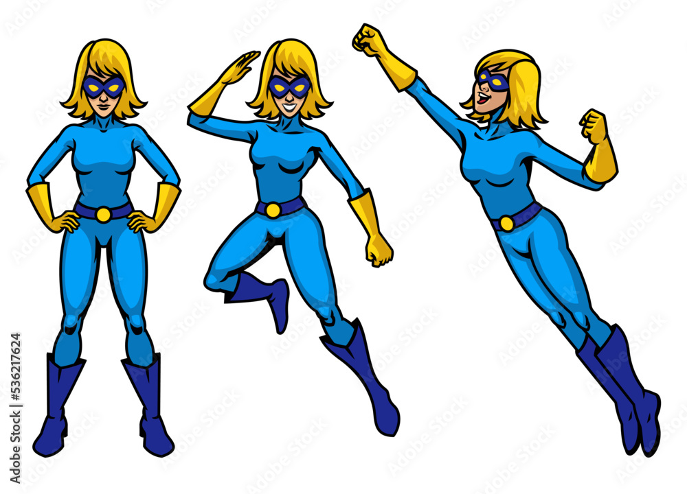 Set of Women superhero Mascot Character