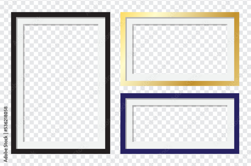 set of photo frames on the wall various sizes, vector illustration.