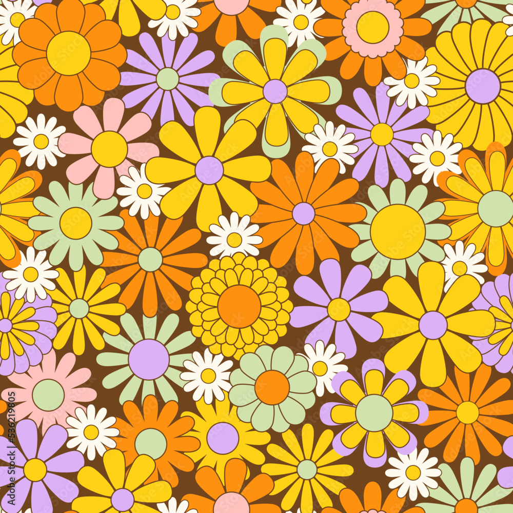 Retro abstract surface pattern design for textile print, stationery, wrapping paper. Colorful seamless pattern with vintage vector groovy flowers. Geometric floral silhouettes. Retro abstract surface pattern design for textile print, stationery, wrapping paper. Colorful seamless pattern with vintage vector groovy flowers. Geometric floral silhouettes.
