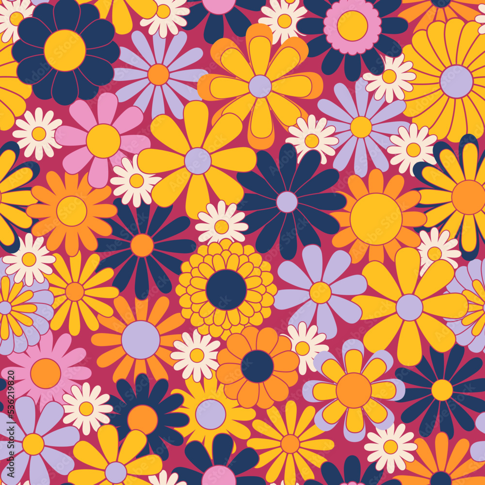 Retro abstract surface pattern design for textile print, stationery, wrapping paper. Colorful seamless pattern with vintage vector groovy flowers. Geometric floral silhouettes. Retro abstract surface pattern design for textile print, stationery, wrapping paper. Colorful seamless pattern with vintage vector groovy flowers. Geometric floral silhouettes.