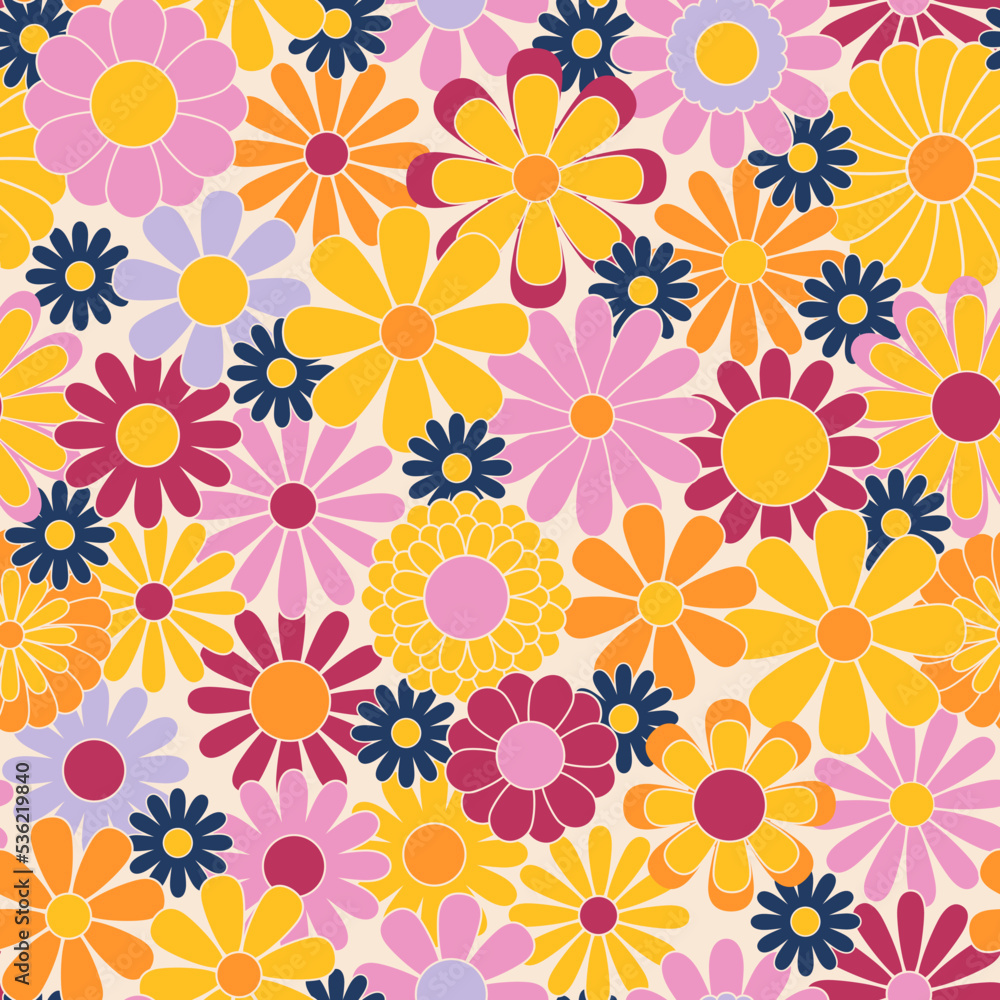Retro abstract surface pattern design for textile print, stationery, wrapping paper. Colorful seamless pattern with vintage vector groovy flowers. Geometric floral silhouettes. Retro abstract surface pattern design for textile print, stationery, wrapping paper. Colorful seamless pattern with vintage vector groovy flowers. Geometric floral silhouettes.