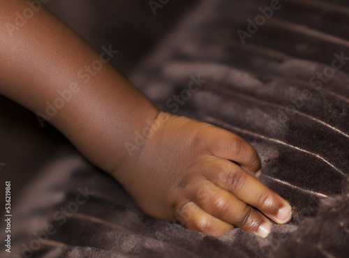 Black African American baby hands fingers