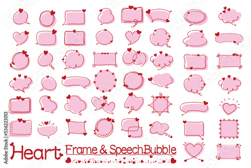 ハートのフレームと吹き出し　50セット