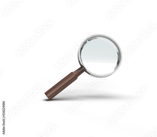 Photos magnifying glass isolated background.
3d rendering illustration.