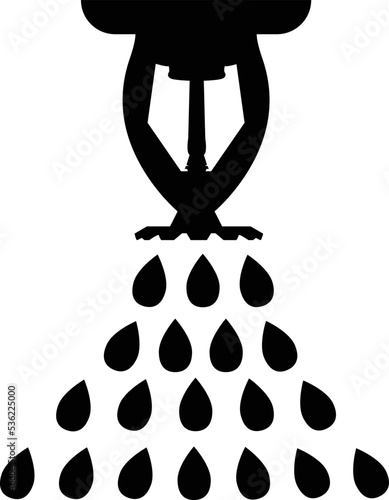 Fire sprinkler for extinguisher fire icon on white background. Water sprayer sign. Fire sprinkler system.  fire extinguisher symbol. flat style.