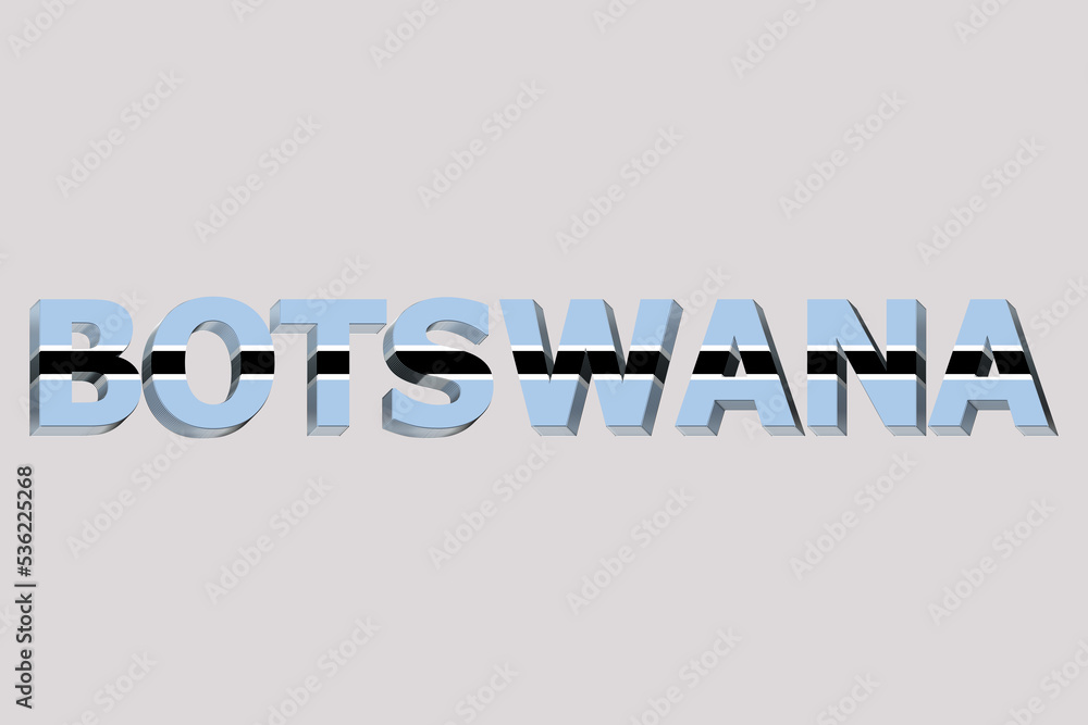 3D Flag of Botswana on a text background. 3D Flag of Botswana on a text background.