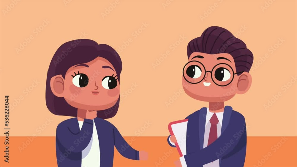 business couple workers characters animation business couple workers characters animation