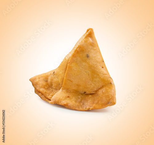 Isolated samosa and pakora on white background, Spicy indian or pakistani snacks.