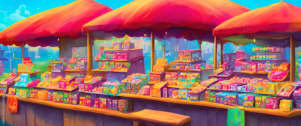 Artistic concept painting of a outdoor marketplace , background  illustration.