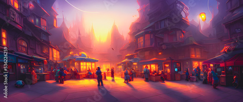 Artistic concept painting of a outdoor marketplace , background illustration.