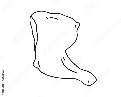Fresh chicken thigh doodle, hand drawn, linear isolated on white background. Vector illustration