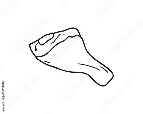 A piece of fresh chicken leg on a white background doodle, hand drawn or linear. Flat vector illustration
