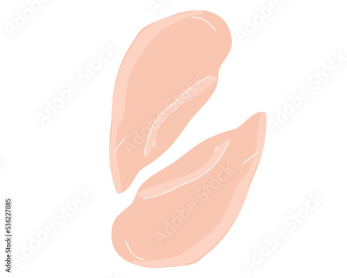 Fresh chicken fillet isolated on white background. Flat vector illustration