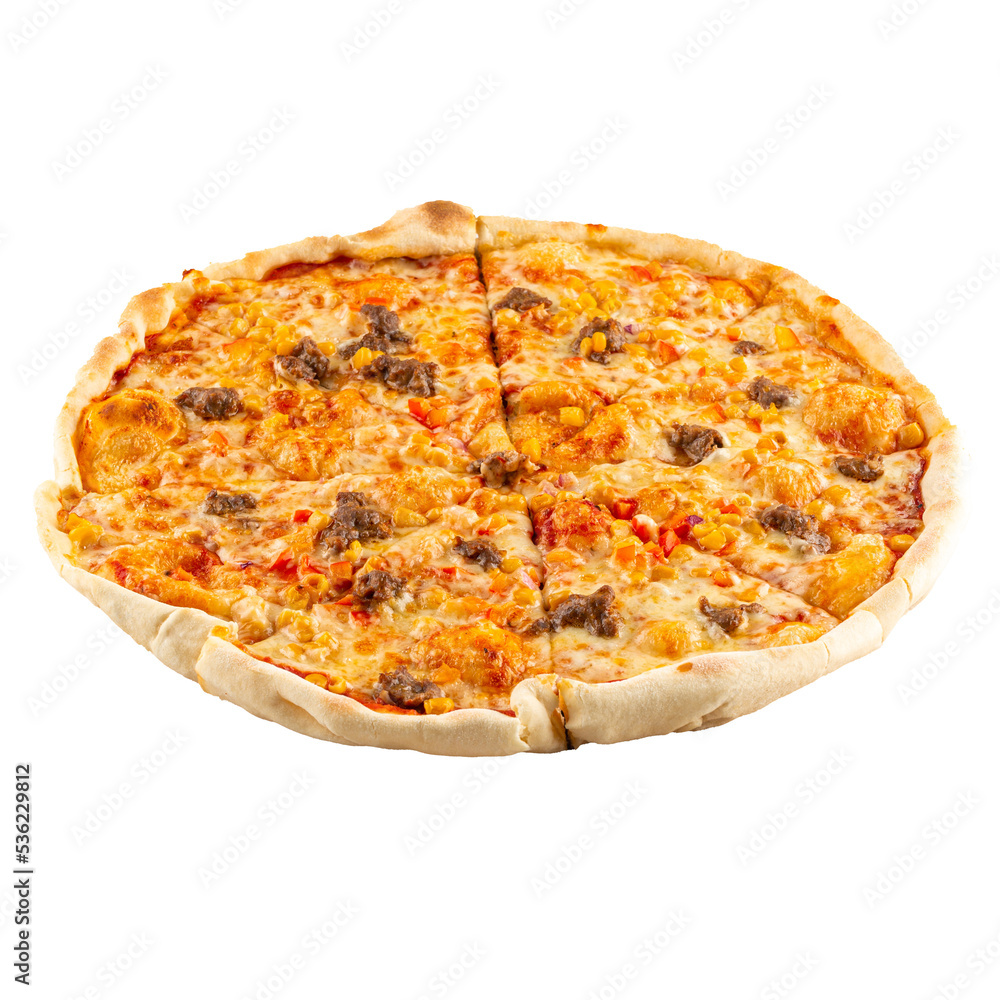 Isolated png pizza with meatballs