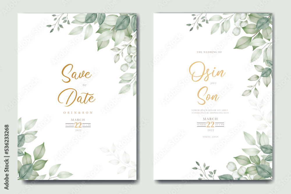 Watercolor Floral Wedding invitation Card Template