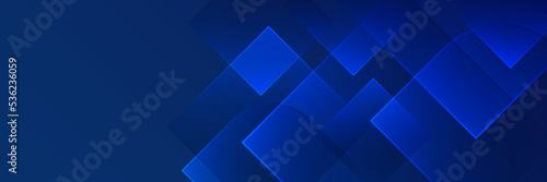 Blue abstract vector long banner background. Modern abstract gradient dark navy blue banner background. Design for poster, template on web, backdrop, brochure, flyer, landing page, and webinar