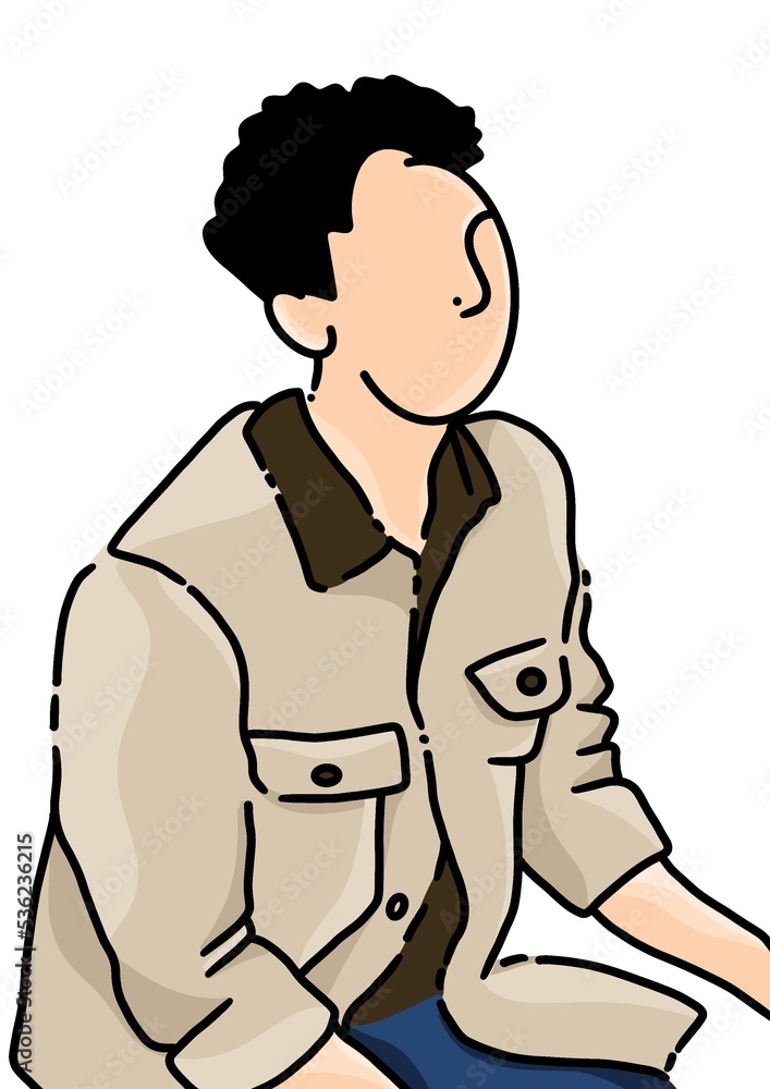 illustration and drawing line doodle - man sitting illustration and drawing line doodle - man sitting