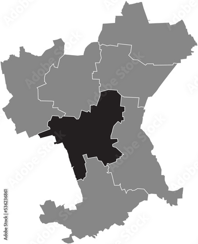 Black flat blank highlighted location map of the ORTSCHAFT WEST MUNICIPALITY inside gray administrative map of Salzgitter  Germany