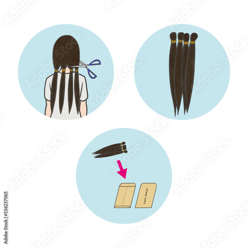 ヘアドネーションのイラスト素材