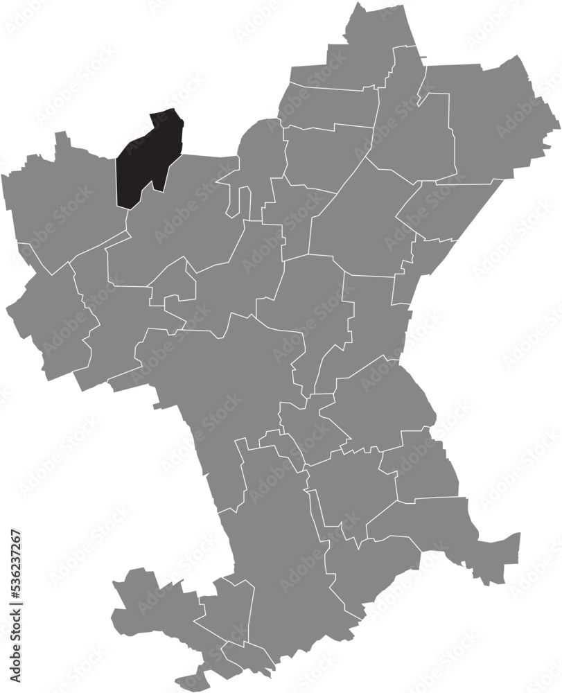Black flat blank highlighted location map of the REPPNER DISTRICT inside gray administrative map of Salzgitter, Germany
