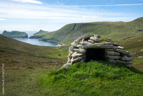 St Kilda in the Outer Hebrides Scotland, A Cleit building used to store and dry seabirds