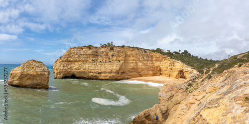 scenic cliff landscape at the coastline of the Algarve in Carvoeiro