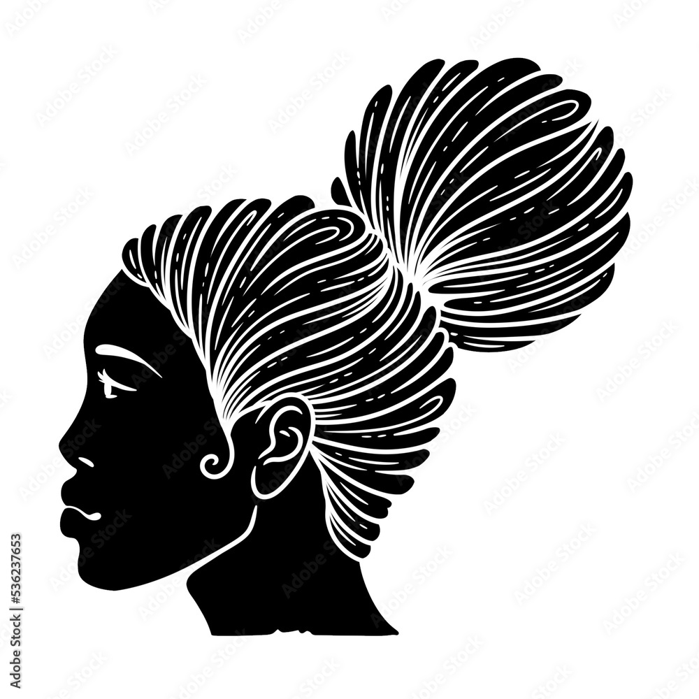 A girl's face in profile with a beautiful hairstyle. A girl's face in profile with a beautiful hairstyle.