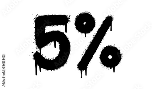 Spray Painted Graffiti 5 percent Sprayed isolated with a white background. graffiti 5 percent icon with over spray in black over white. Vector illustration.