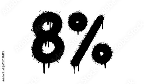 Spray Painted Graffiti 8 percent Sprayed isolated with a white background. graffiti 8 percent icon with over spray in black over white. Vector illustration.