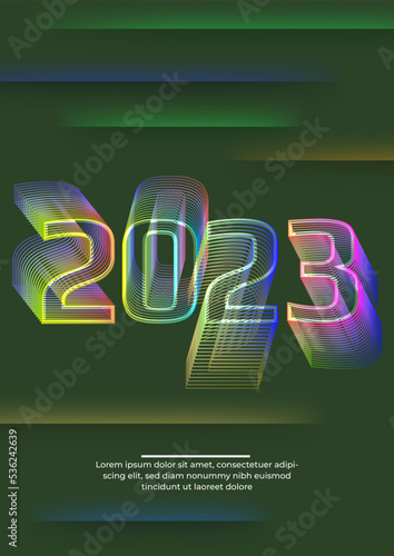 Luxury design happy new year 2023 with colorful number