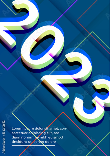 Luxury design happy new year 2023 with colorful number